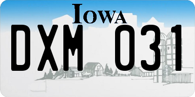 IA license plate DXM031
