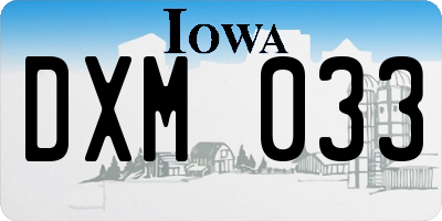 IA license plate DXM033