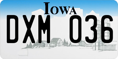 IA license plate DXM036
