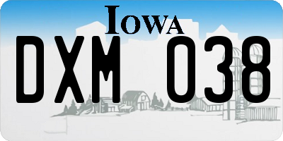 IA license plate DXM038
