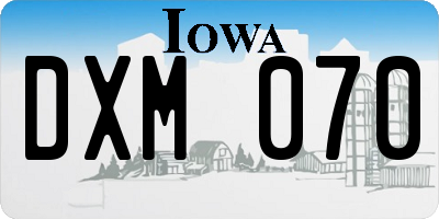 IA license plate DXM070
