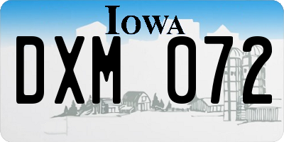 IA license plate DXM072