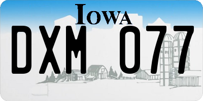 IA license plate DXM077