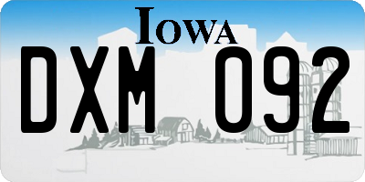IA license plate DXM092