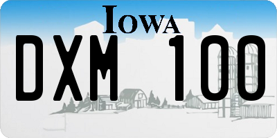 IA license plate DXM100