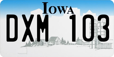 IA license plate DXM103