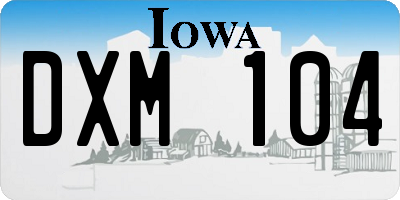 IA license plate DXM104