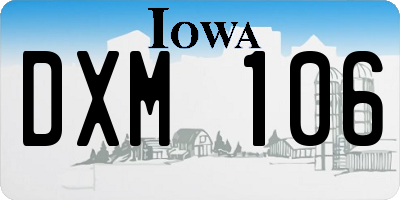 IA license plate DXM106