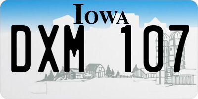 IA license plate DXM107