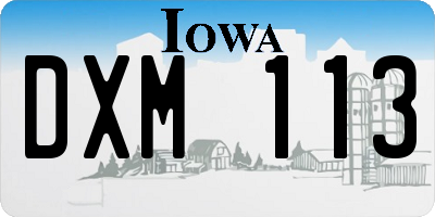 IA license plate DXM113