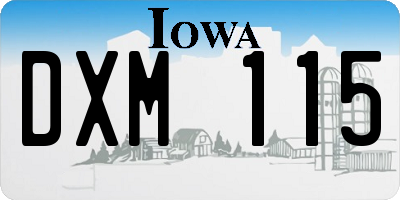 IA license plate DXM115