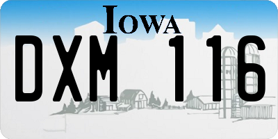 IA license plate DXM116