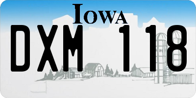 IA license plate DXM118