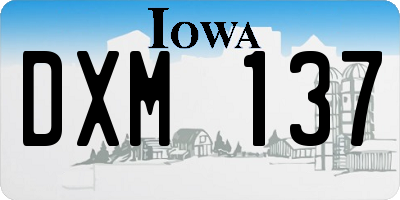 IA license plate DXM137
