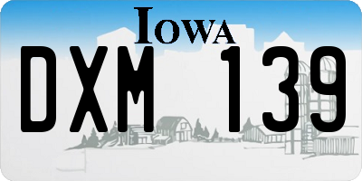 IA license plate DXM139