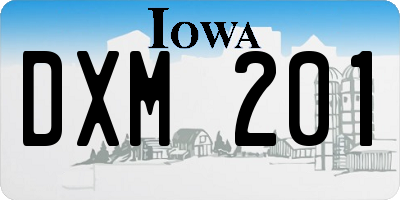 IA license plate DXM201