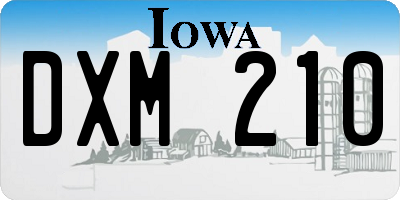 IA license plate DXM210