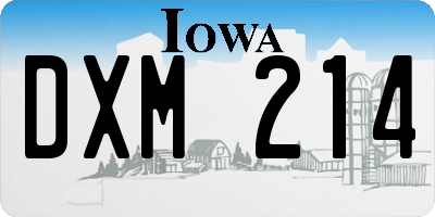 IA license plate DXM214