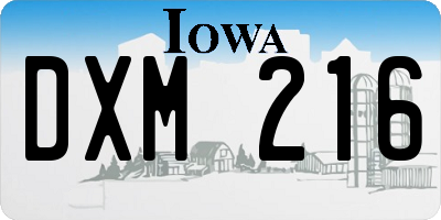 IA license plate DXM216