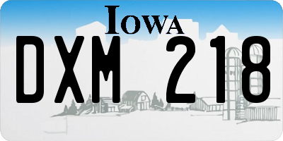 IA license plate DXM218