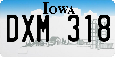 IA license plate DXM318
