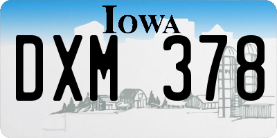 IA license plate DXM378