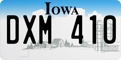 IA license plate DXM410