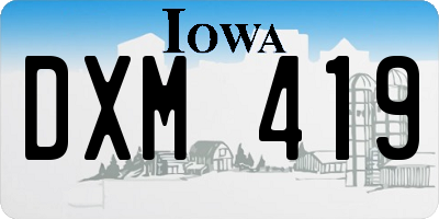 IA license plate DXM419