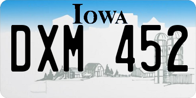 IA license plate DXM452