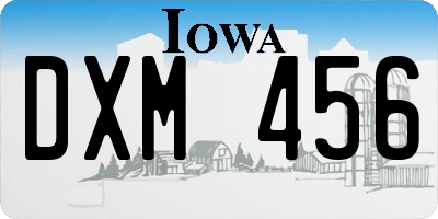IA license plate DXM456