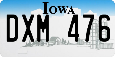 IA license plate DXM476