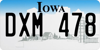 IA license plate DXM478