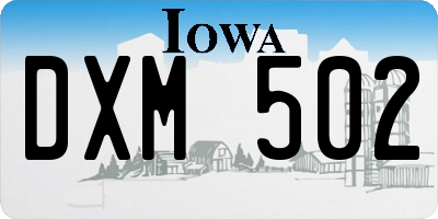 IA license plate DXM502