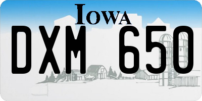 IA license plate DXM650