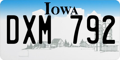 IA license plate DXM792