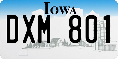 IA license plate DXM801