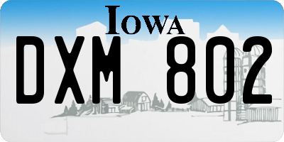 IA license plate DXM802