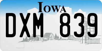 IA license plate DXM839