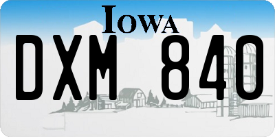 IA license plate DXM840
