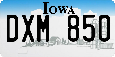 IA license plate DXM850