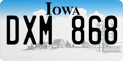 IA license plate DXM868