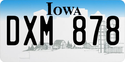 IA license plate DXM878
