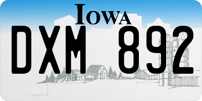 IA license plate DXM892