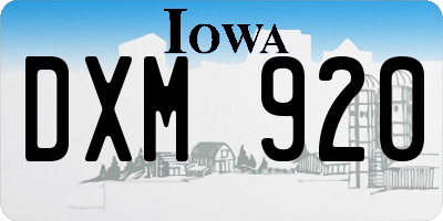IA license plate DXM920