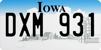 IA license plate DXM931