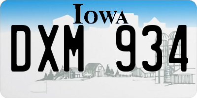 IA license plate DXM934