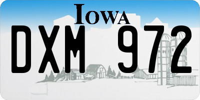 IA license plate DXM972