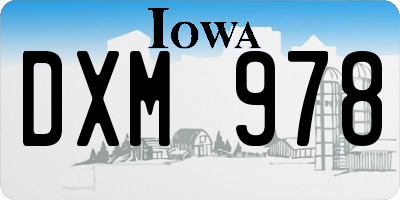IA license plate DXM978