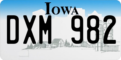 IA license plate DXM982
