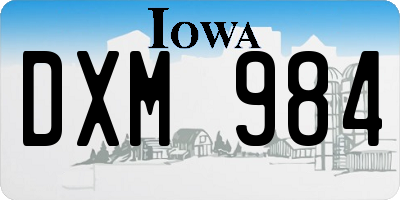 IA license plate DXM984